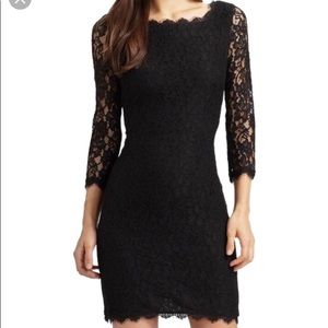 🥂 EUC DVF Black Lace Dress Sz 6